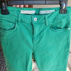 Pilcro and the Letterpress Green Mid-Rise Skinny Jeans